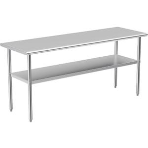 Stainless Steel Table for Prep & Work, 24x70 Inches, Metal Commercial Heavy Duty Table with Adjustable Under Shelf for Restaurant, Home and Hotel