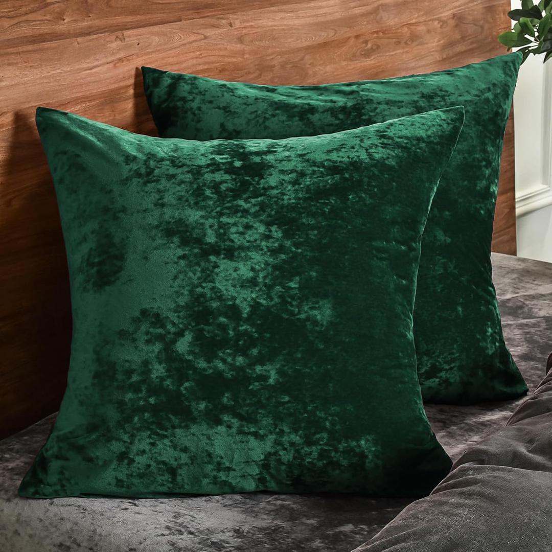 PHF Truly Velvet Euro Sham, 26"x 26",No Insert, 2 Pack Color Gradient Euro Throw Pillow Covers, Ultra Soft Cozy Pillow Covers for Home Decorative, No Shedding, No Pilling, Green