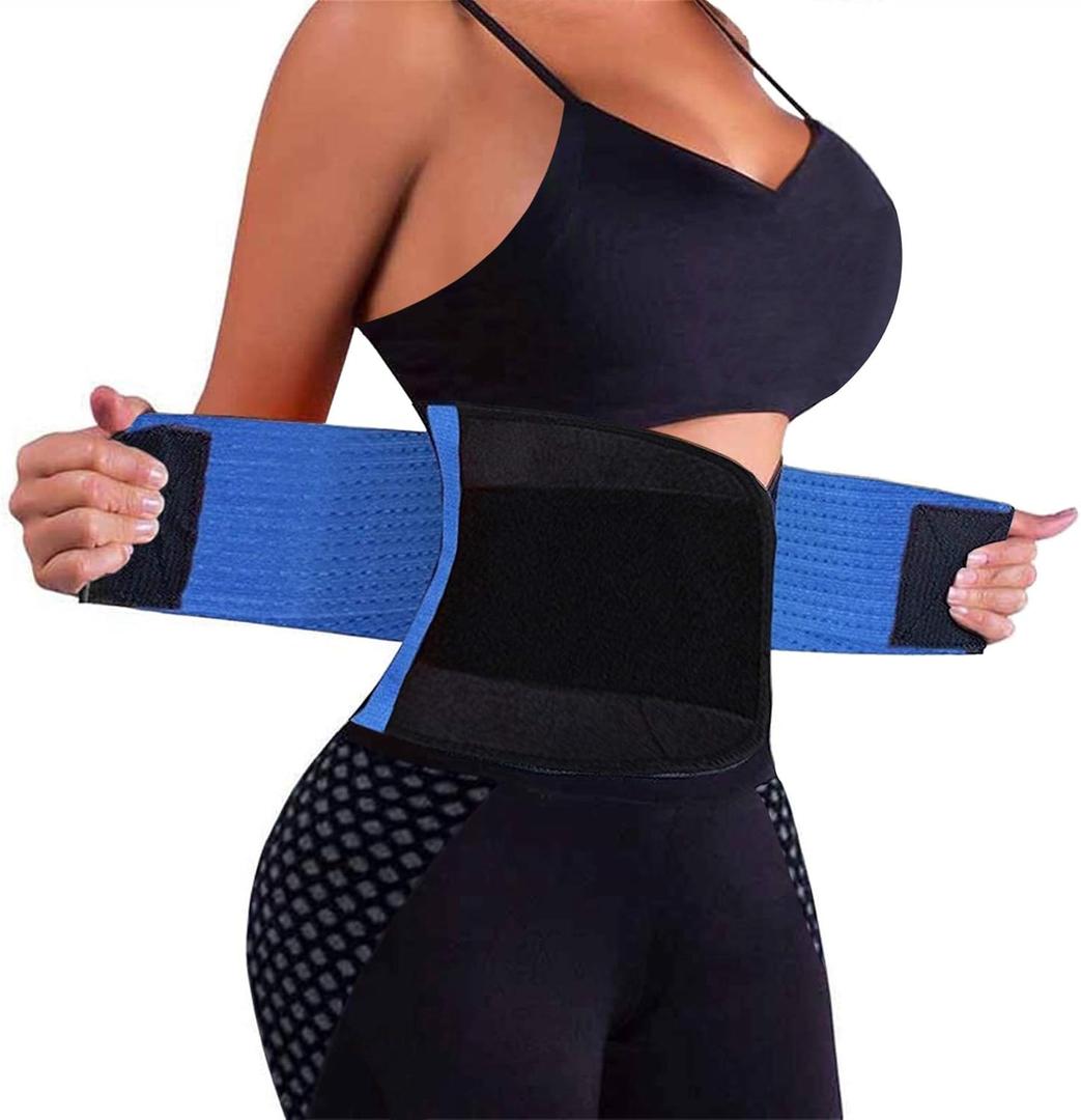VENUZOR Waist Trainer Belt for Women - Waist Cincher Trimmer - Slimming Body Shaper Belt - Sport Girdle Belt (UP Graded) (Small, Blue)
