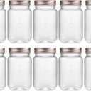 novelinks 16 oz Clear Plastic Jars with Lids, Refillable 16oz Mason Jars with Lids & Storage Containers for Kitchen & Household Use (10 Pack,Rose Gold)