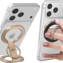 RESPECTED BRO-Magnetic-Phone-Ring-Holder with Dual Rings, Compatible with iPhone 17/16/15/14/13/12, Multifunctional Stand for Office, Gym, Kitchen & All Metal Surfaces, Finger Loop Grip (Desert Gold)