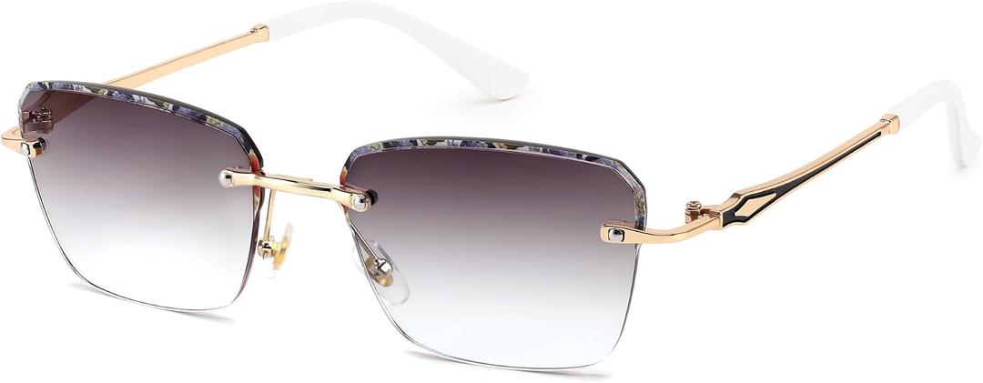 FEISEDY Stylish Metal Reader Sunglasses for Woman Trendy Retro Reading Glasses UV400 Protection B0295 3.0x