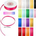 ABSOFINE 14 Colors Double Faced Satin Ribbon Polyester,1/8 inch Solid Fabric Ribbon Roll for Gift Wrapping, DIY Crafts, Wedding Birthday Party Decorations