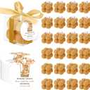 MTLEE 24 Sets Bear Baby Shower Bubble Candles Favors Small Baby Shower Favors for Guests Tea Candles Bulk with Stylish Ribbons Cards Gifts Party Decoration(Champagne, Bear)