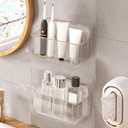 Diesisa 2pc Acrylic Wall Mount Organizer, Acrylic Adhesive Organizer, Clear Shelf, Bathroom Shelves for Wall,No Drilling Hang Walls,with Self Adhesive Tape, for Bathroom, Kitchen, Living Room
