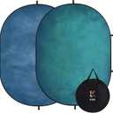 Kate Collapsible Backdrop for Photography Flower Blue and Green Portable Photo Backdrops Pop Up Background for Portrait, Live Streaming, 5x6.5ft