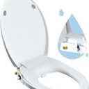 Hibbent Elongated Bidet Toilet Seat with Slow Close, Non-Electric Bidet Attachment for Toilet Seat with Dual Nozzle, Bidet Sprayer with Adjustable Self-Cleaning Nozzles, Brass T Adapter