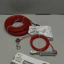Heavy Duty Aerial Dog Tie Out Trolley System for Small to Large Dogs - Run Cable 100ft /75ft Zipline with 10ft Runner Cable Great for Yard (Red, 100 ft for one Dog up to 200 lbs)
