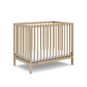 Graco Teddi 4-in-1 Convertible Mini Crib with Bonus Water-Resistant Mattress GREENGUARD Gold Certified, 2.75-Inch Mattress Included, Small Spaces Crib, Easy 30-Minute Assembly (Driftwood)