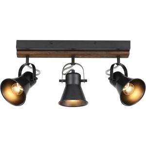 3-Light Kitchen Light Fixtures, Adjustable Ceiling/Wall Mount Spotlight, Industrial Black Track Lighting for Living Room, Dining Room, Hallway, Bathroom