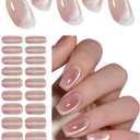 Semi Cured Gel Nail Strips, Nude Cat Eye 20pcs Stickers Work with UV, Wraps for Home Nail Art DIY, Easy to Use and Remove
