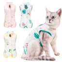 3-Piece Cat Onesie After Surgery - Anti Licking Wounds for Cats/Dogs, Spay Recovery Suit (L)