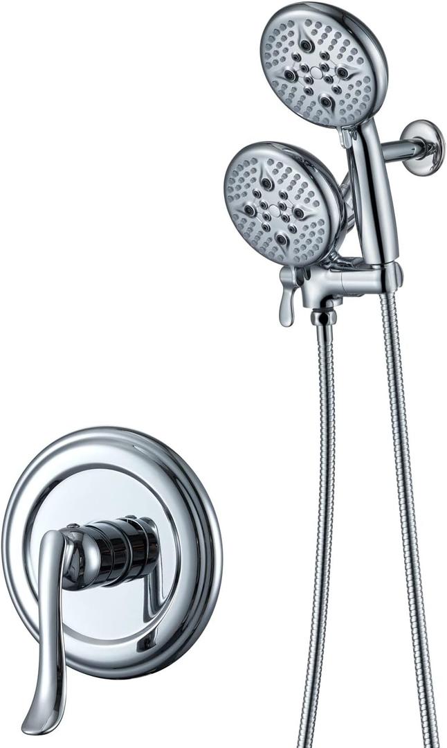 ELLO&ALLO Bathroom Shower Faucet Set Mixing Valve and Trim Kit, Complete Shower System with Rough-in Valve