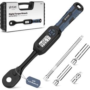 3/8 Torque Wrench Digital (5.02-99.6 Ft.Lb1 % Accuracy Digital Spark Plug Socket & Tire Inch Pound Torque Wrench 3/8 Drive with Buzzer and LED Flash Notification Track Mode for Moto Auto Car