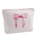 Cute Soft Corduroy Zipper Makeup Bag for Purse, Coquette Aesthetic Pouch with Pinkbow Pattern for Women Girls, Brushes Storage Travel Cosmetic Bags(04Colourful Bow)