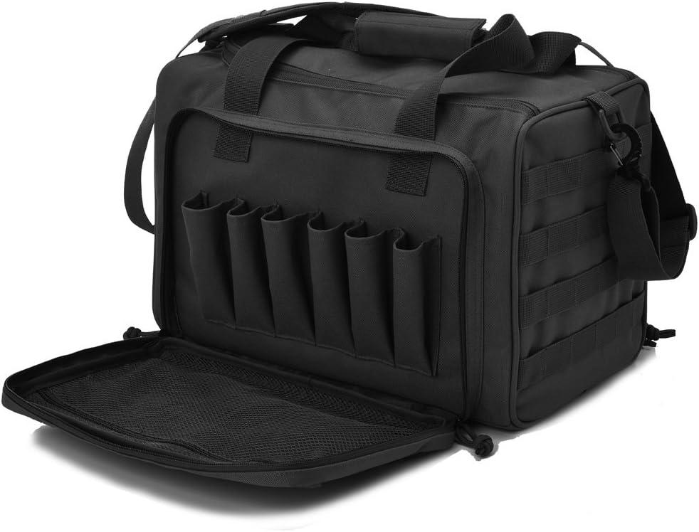Tactical Range Bag Deluxe Pistol Shooting Range Duffle Bags (Black)