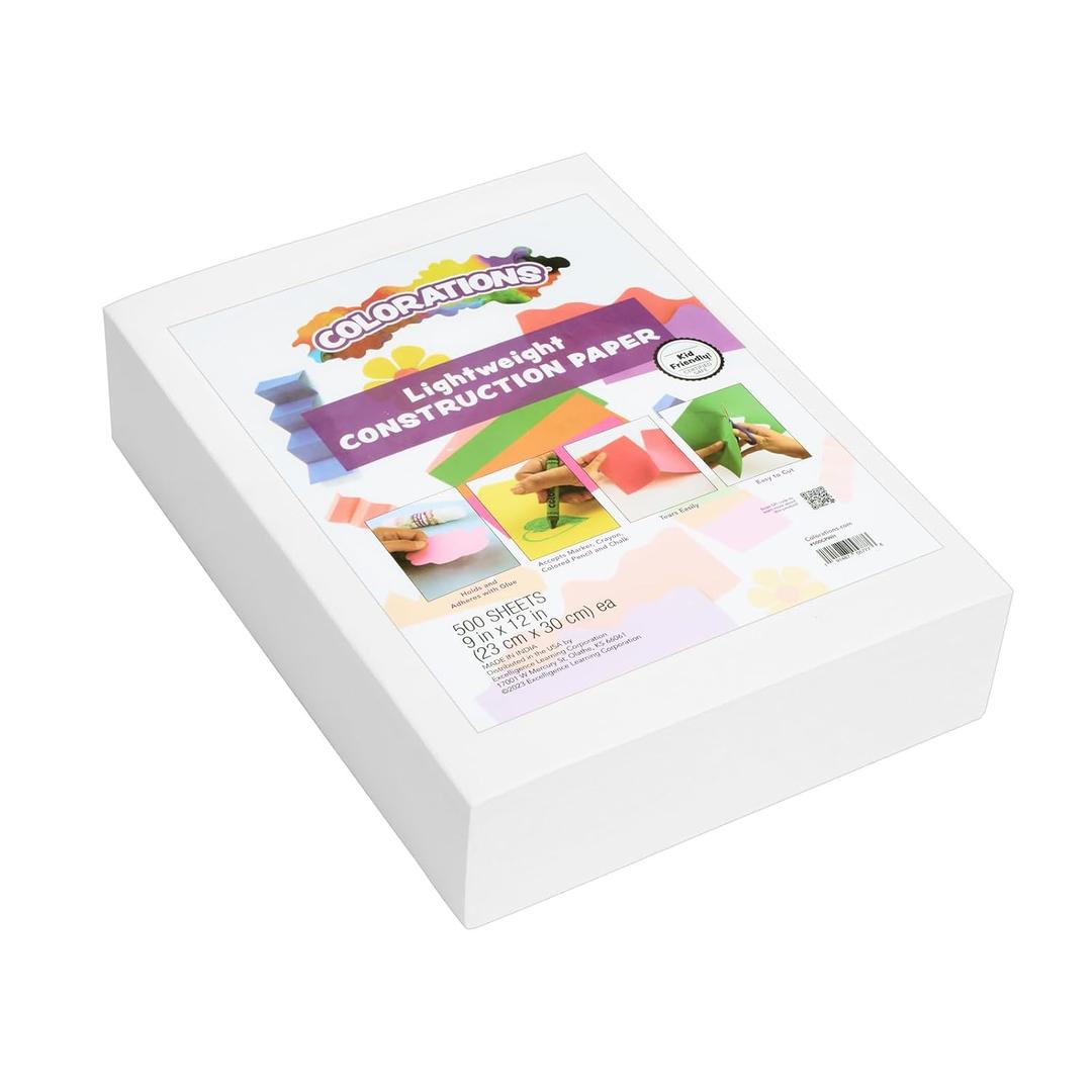 Colorations Lightweight Construction Paper - 500 Sheets - 9 in. x 12in. - White