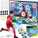 VOPOGLNE Soccer Target Toss Set for Boys & Girls, Indoor Outdoor Backyard Play with 2 Balls & 1 Foldable Flannel Goal, Birthday Gift for Kids Ages 3-12