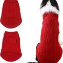 Dog Sweaters Red Knitted Soft Knitted Warm Puppy Jumper & Cat Sweater, Cute Photo-Friendly Pet Outfit with Leash Hole, Warm Clothes for Small Dog Cat (S)