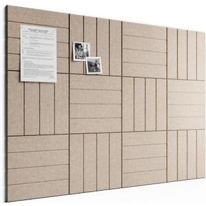 Bumusty Large Cork Board Alternative-48 x 36" Felt Bulletin Board Tiles, with 30 Pushpins, 70 Adhesive Tabs, Bold-Stripe 12-Pack, Cork Boards for Office Push Pin Board Felt Board-Taupe