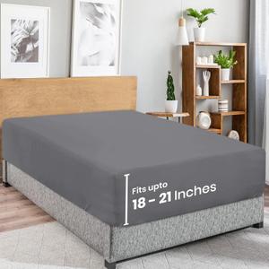 Utopia Bedding Queen Fitted Sheet - Extra Deep Pocket - 21 Inch Deep Pocket - Soft Microfiber -Shrinkage and Fade Resistant-Easy Care -1 Fitted Sheet Only (Grey)