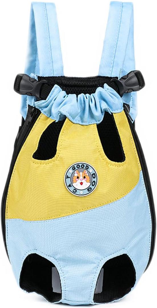 Pet Legs Out Carrier Backpack, Dog Cat Front Backpack Ventilated Mesh Travel Back Pack with Safety Belt for Travel Hiking Cycling Outdoor Use, Medium Large Puppy Cat Carrying Bag, Blue (X-Large)