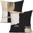 Black and Gold Pillow Covers 18x18, Black and Gold Decorative Throw Pillow Covers Cushion Cases for Couch Sofa Bed Living Room Bedroom Car Set of 2