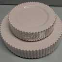 U-QE 60PCS Pink Plastic Plates - Heavy Duty Beaded Pink Disposable Plates for Party, Baby Shower, Wedding, Birthday - Serving 30 Guests Include 30PCS 10inch Dinner Plate & 30PCS 7inch Dessert Plate