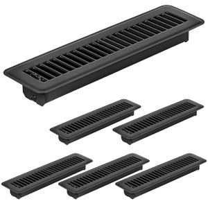 6 Pack 2" x 12" Floor Vent Covers - Heavy Duty Steel Walkable Floor Register - Easy Adjust Air Supply Lever - Vent Covers for Home Floor (Black, 2x12 Inches)