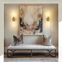 Ken & Ricky 24In Wall Sconces Set of Two, Brushed Gold Bathroom Sconces Wall Lighting with Clear Glass, Vanity Lights for Bathroom Bedroom Living Room Hallway KR3376-W-BG-2PK