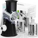 Cheese Grater Hand Crank, Rotary Cheese Shredder with 3 Interchangeable Blades for Coarse, Fine Shredding and Slicing, Strong Suction Base for Pizza, Pasta, Salad, Vegetables, Nuts, Chocolate