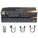 HDMI KVM Switch 8 Computers 1 Monitor, 8 Ports USB 3.0 KVM Switcher Support 4K@60Hz for 8 PC Share Keyboard and Mouse, Support Hotkey Switching Way