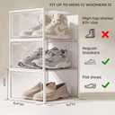 Pinkpum 15 Pack X-Large Shoe Storage Boxes Fit US Size 11, Shoe Organizer for Closet Clear Plastic Stackable Shoe Dispaly Case Holder Bins, Sneaker Storage for Sneakerheads White for Home and Family
