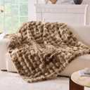 BENVWE Fluffy Faux Fur Throw Blanket for Couch - Soft, Plush, Thick, Cozy, Fuzzy Luxury Minky Bubble Blanket for Home Living Room Decor, Gifts for Women, Tie-dye Brown, 63" x 80", 1100GSM