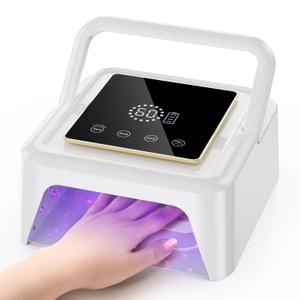 Cordless UV Nail Lamp 108W, Professional LED Nail Lamp with 36 Beads & Touch Display, Rechargeable UV Light for Gel Nails Built-in 4-Timer Modes & Auto Sensor, Fast Curing Nail Dryer for Salon & Home (White)