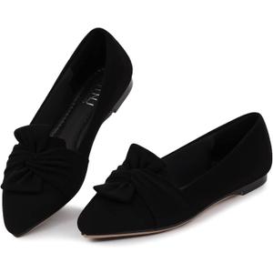 MUSSHOE Comfortable Office Flats for Women: Pointed Toe Work Shoes with Memory Foam - Dressy Business Casual Slip On Flats for Commute & All Day Wear (10.5)