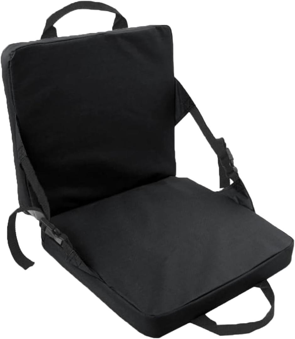 The Folding Outdoor seat of Portable Stadium seat with backrest and Cushion is an Ideal Choice for Sports Events Hiking Fishing Traveling and Camping. (Black)
