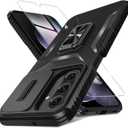 Compatible with Samsung Galaxy A17 5G/A26 5G Case with Slide Camera Cover+Screen Protector+Metal Rotated Kickstand,Tough Hybrid Heavy Duty Shockproof Protective Phone Cover,2025 Black
