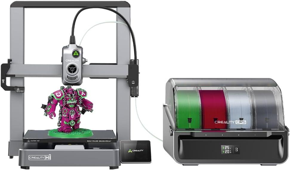 Creality Hi Combo 3D Printer, Multi Color 3D Printing with CFS, 500mm/s Print Speed 95% Pre-Assemble, XY Step-Servo Motor and Auto Leveling Build Volume 10.2410.2411.81 inch