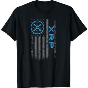 XRP Crypto Merchandise Flag T-Shirt (Small, Black)