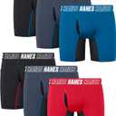 Hanes Big Moves Underwear, Anti-Chafe Boxer Briefs for Boys, 6-Pack, Black-Regular Leg, L