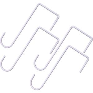 4 PCS Heavy Duty White Plant Hangers Garden Hooks Fence Hook Hanger Perfect for Hanging Lights Bird Feeder Flower Basket Planters (4.3X 8 inch)