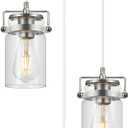 Pendant Lighting for Kitchen Island, Modern Glass Pendant Light Linear Chandelier for Dining Room Industrial 3 Light Hanging Light Fixture Adjustable Cord Farmhouse Ceiling Light Brushed Nickel Finish