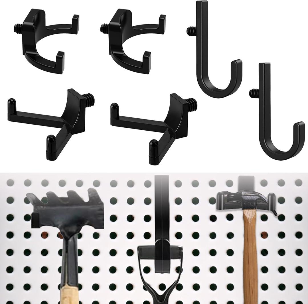 9 Pcs Storage Shed Tool Hooks, Heavy Duty Shed Accessories & Hooks - Black J/U/V Shape ABS Material for Organizing Garden Tools