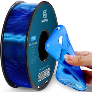 Geeetech TPU Filament 1.75mm, Shore 95A Flexible 3D Printer Filament with High Elasticity, 1KG (2.2lbs) Spool, Dimensional Accuracy 0.03mm, Fits Most FDM Printers, Clear Blue