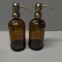 Vine Creations Amber Glass Soap Dispenser, 2 Pack Kitchen Soap Dispenser Set with Stainless Steel Pump, 16 oz Dish Soap and Hand Soap Dispensers for Bathroom with Waterproof Labels