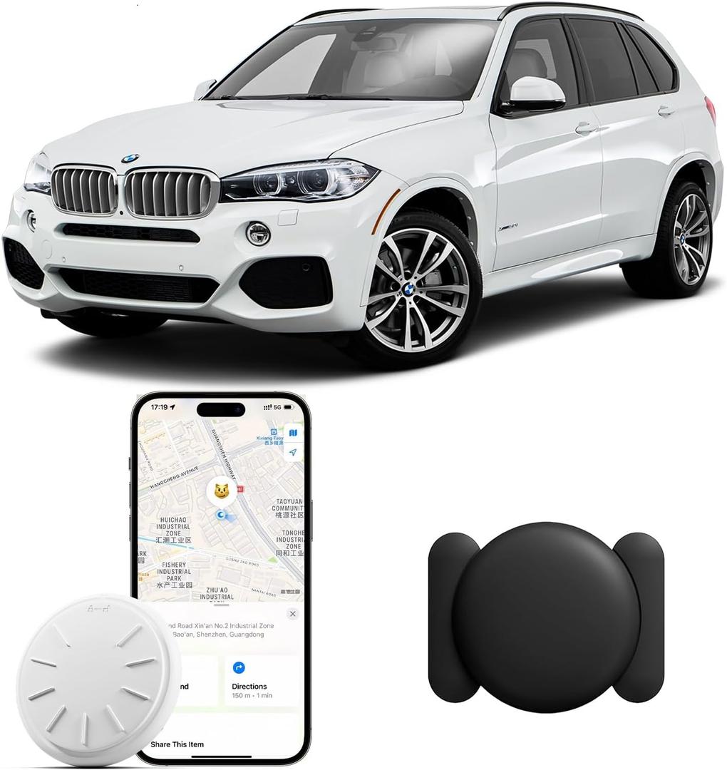 GPS Tracker for Vehicles, 1 PCS MINI Car Tracker Device Hidden, No Monthly Fee GPS Tracker, Real-Time Tracker Device for Vehicles, Work with Find My (iOS Only), Waterproof, Magnetic Car Tracker, Black