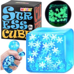 Squishy Fidget Toys Adults Stress Cube - Glow in The Dark Snowflakes Sensory Toys for Kids with Autism Stress Balls for Kids Teens Squeeze Squishy Toys Easter Basket Stuffers