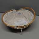 Vintiquewise Natural Wicker Picnic Basket with Handle  Multi-Purpose Willow Basket for Garden and Home Decor  Handcrafted Decorative Wicker Storage Basket for Gifts, Food, or Home Organization (White)