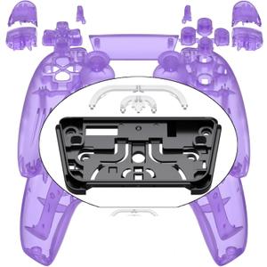 eXtremeRate Full Set Shell with Buttons Touchpad Cover, Clear Atomic Purple Custom Replacement Decorative Trim Shell Front Back Plates Compatible with p s 5 Controller BDM-030 BDM-040 BDM-050